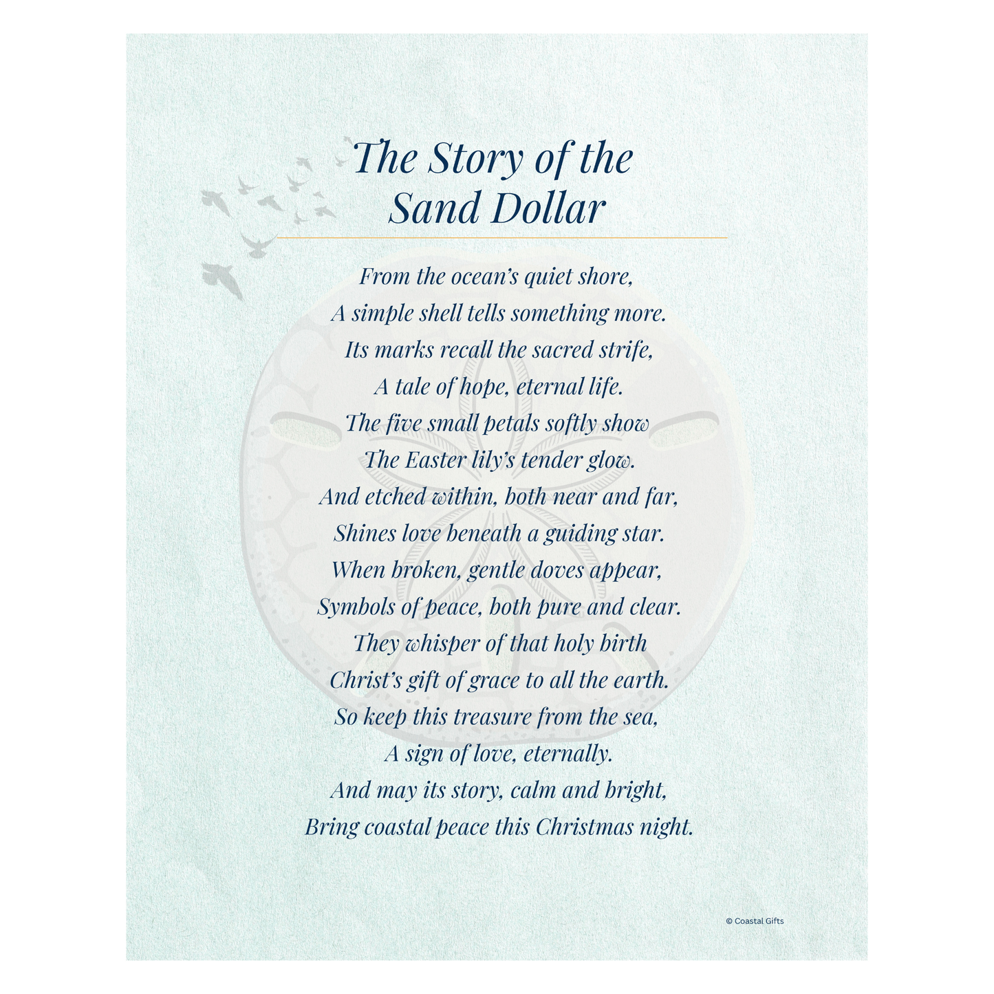 The Story of the Sand Dollar – Coastal Christmas Printable Wall Art