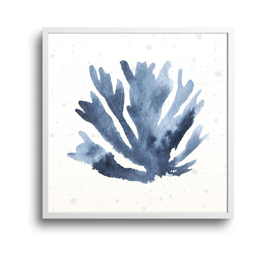 Framed navy coral coastal digital wall art printable download