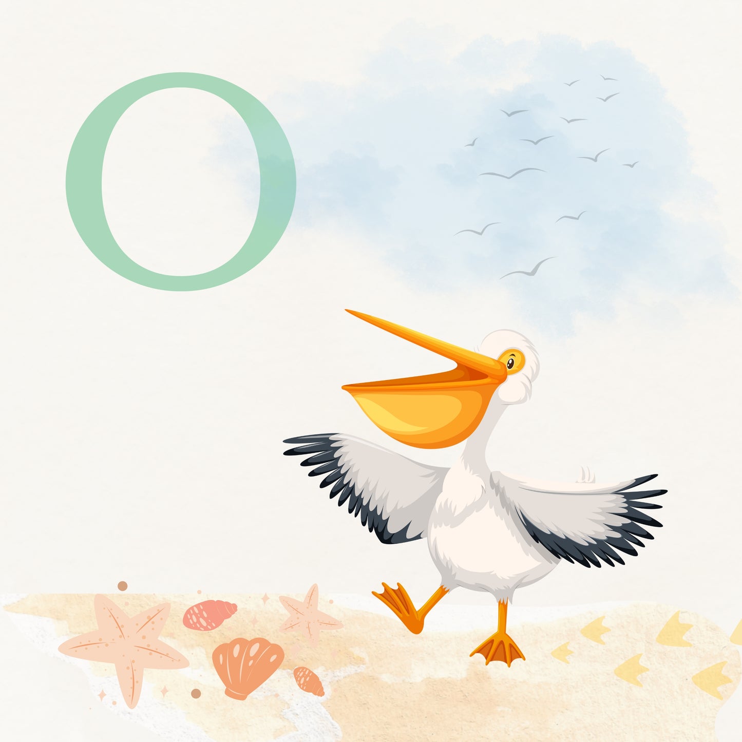 Pelican Coastal Alphabet Printable Art - Green