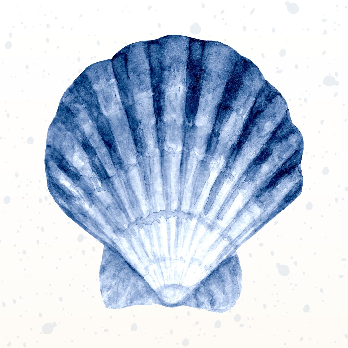 Navy scallop shell coastal digital wall art printable download