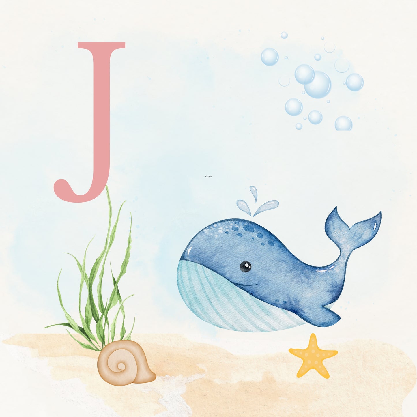 Whale Coastal Alphabet Printable Art - Pink