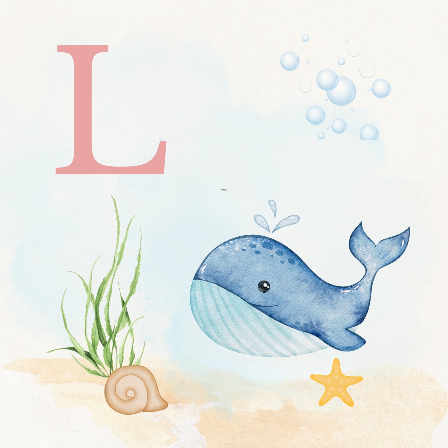 Whale Coastal Alphabet Printable Art - Pink