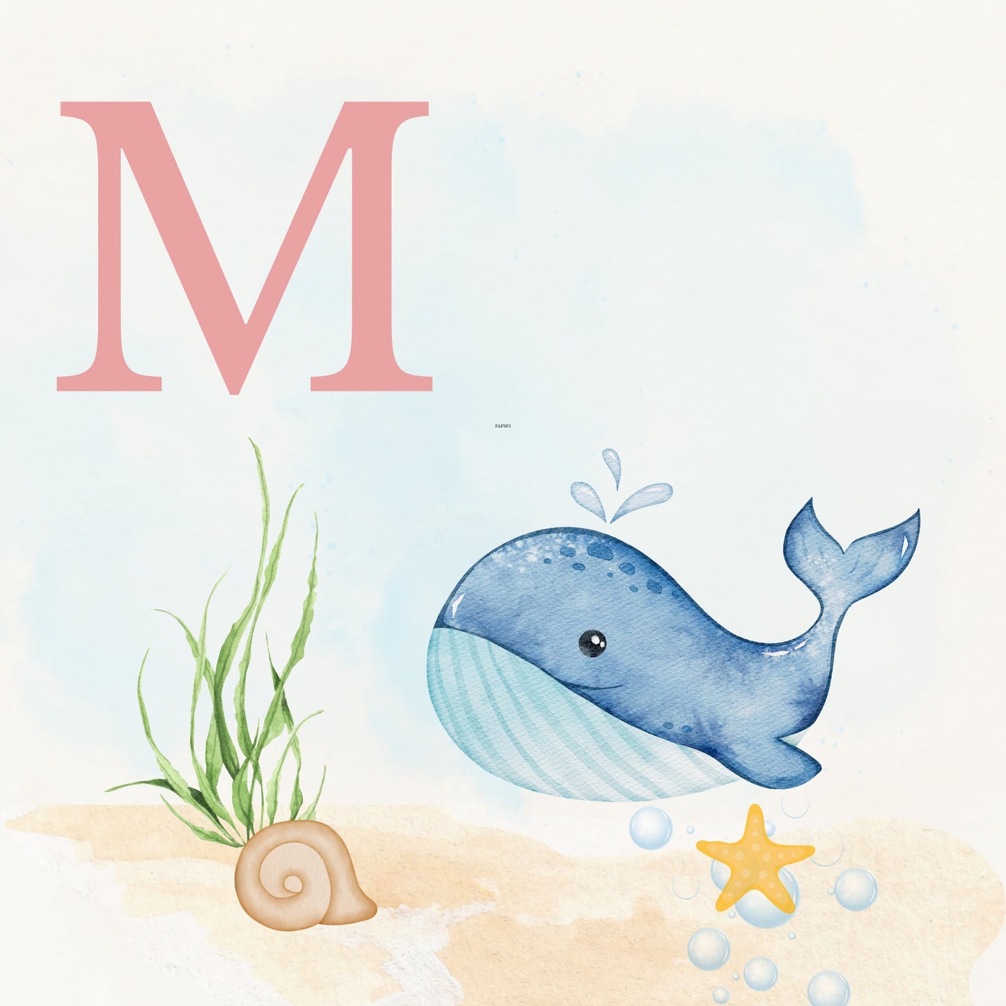 Whale Coastal Alphabet Printable Art - Pink