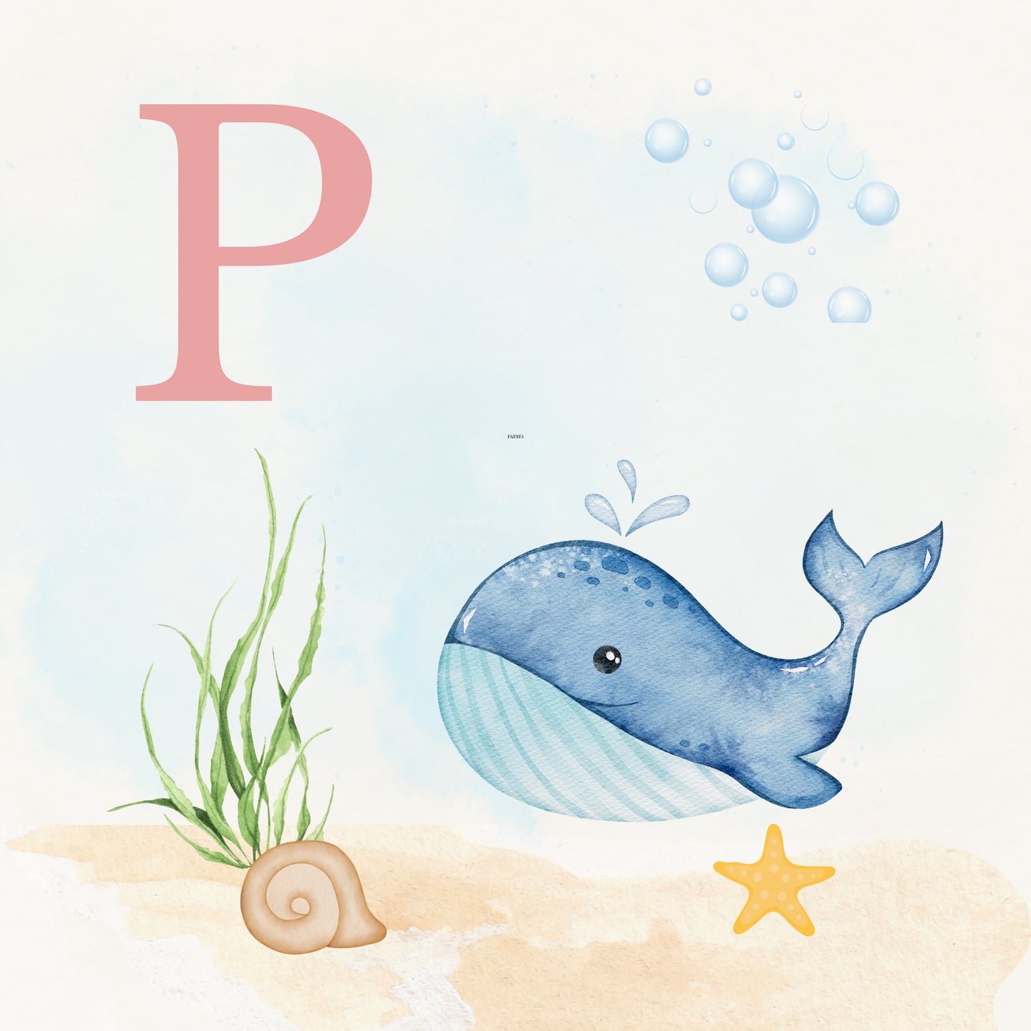 Whale Coastal Alphabet Printable Art - Pink