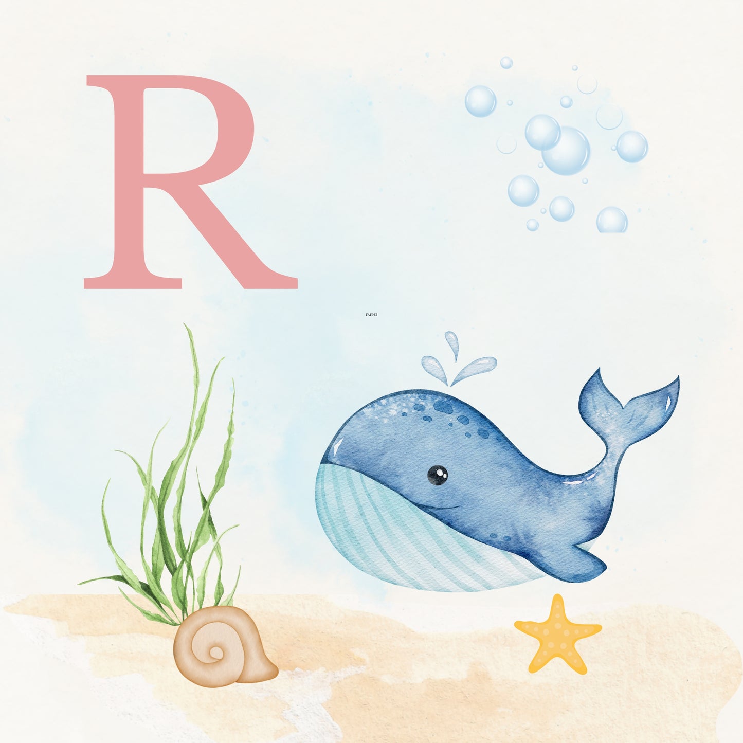 Whale Coastal Alphabet Printable Art - Pink