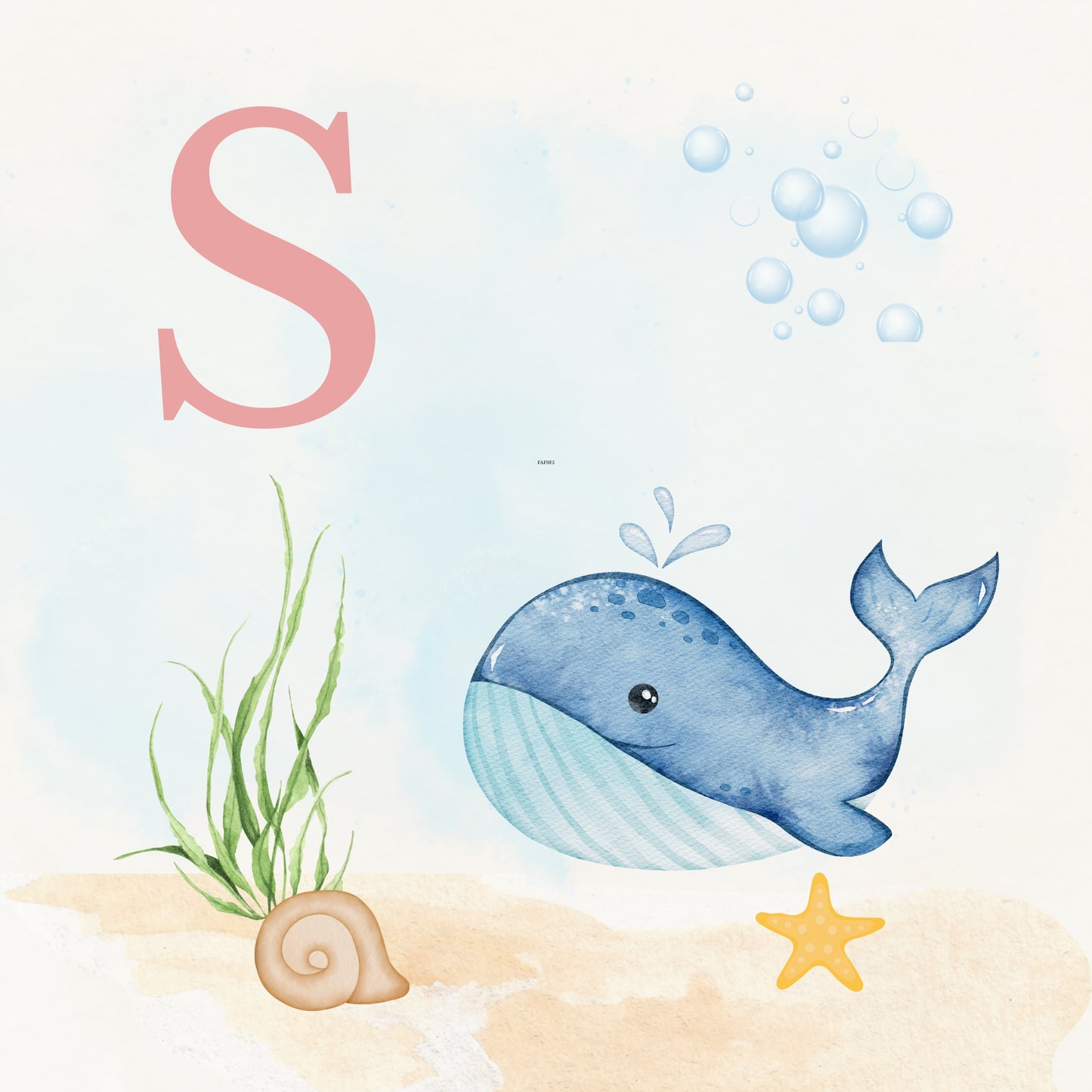Whale Coastal Alphabet Printable Art - Pink