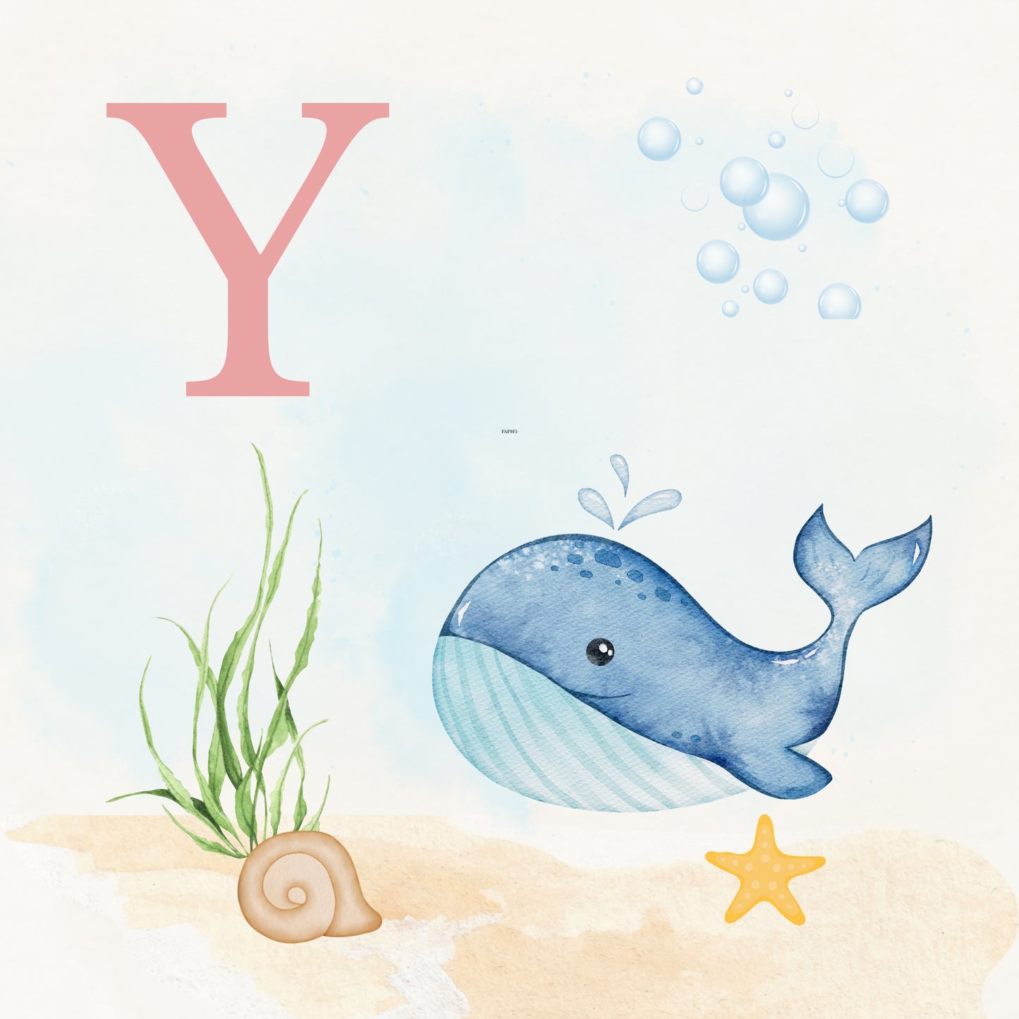 Whale Coastal Alphabet Printable Art - Pink