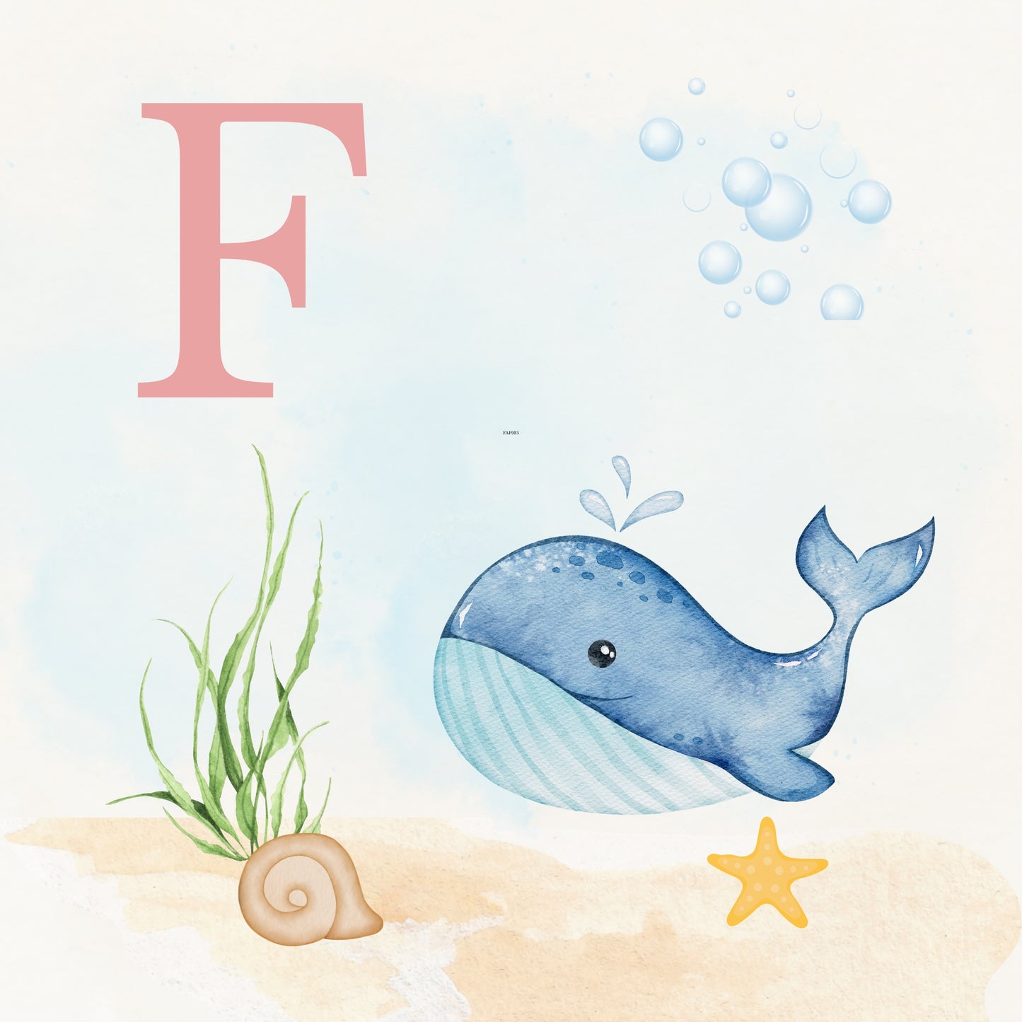 Whale Coastal Alphabet Printable Art - Pink
