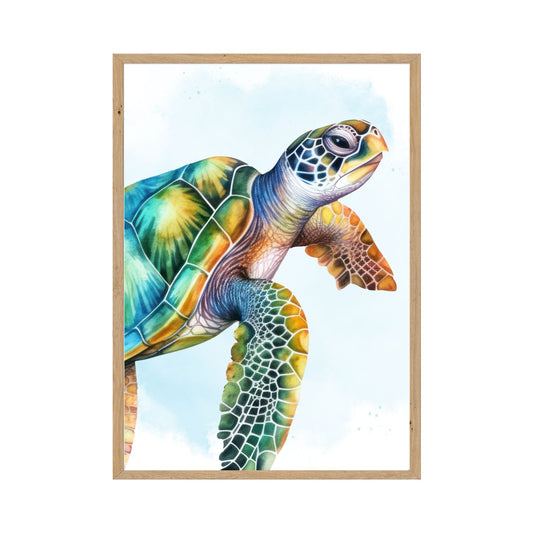 Framed Sea turtle coastal digital wall art printable download