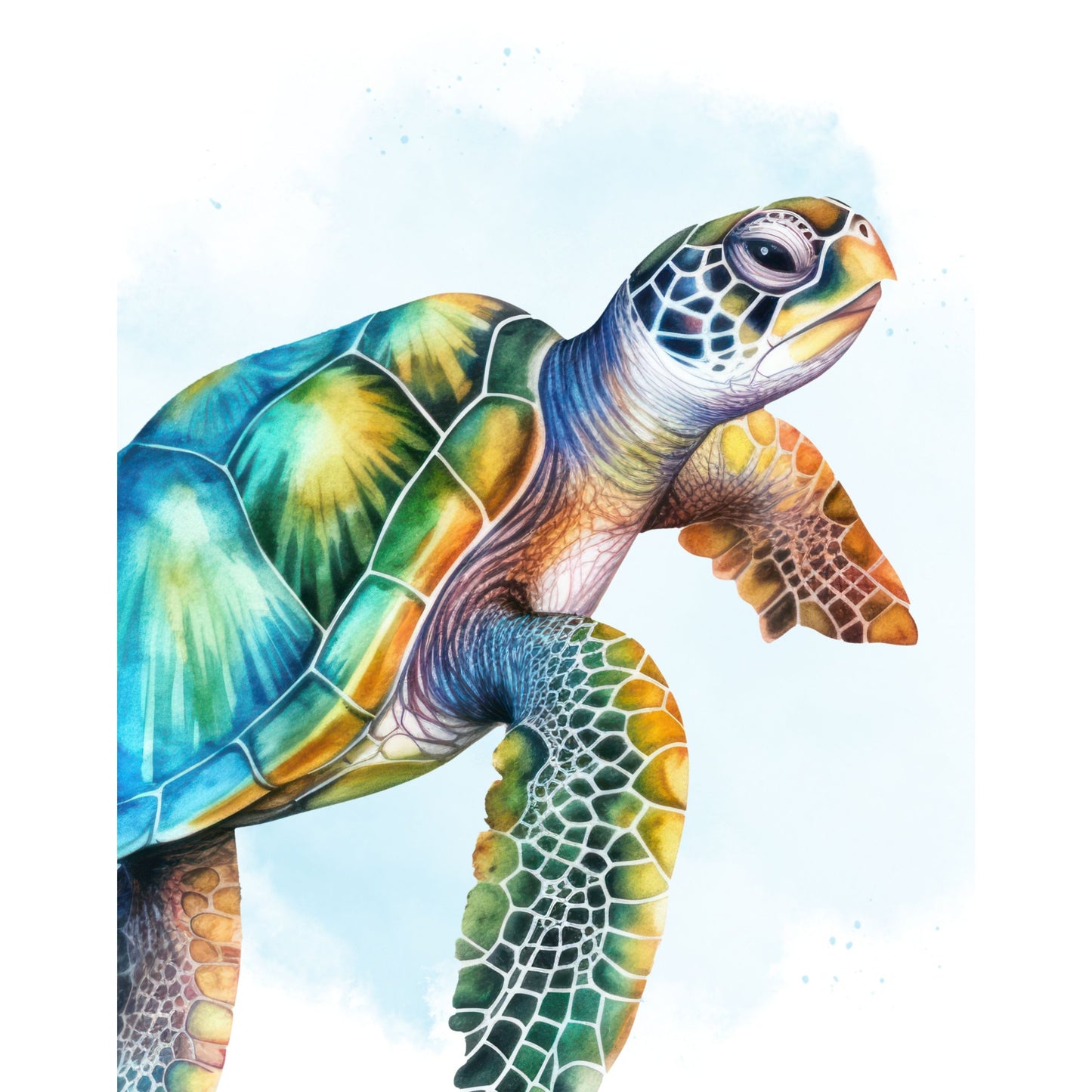Sea turtle coastal digital wall art printable download