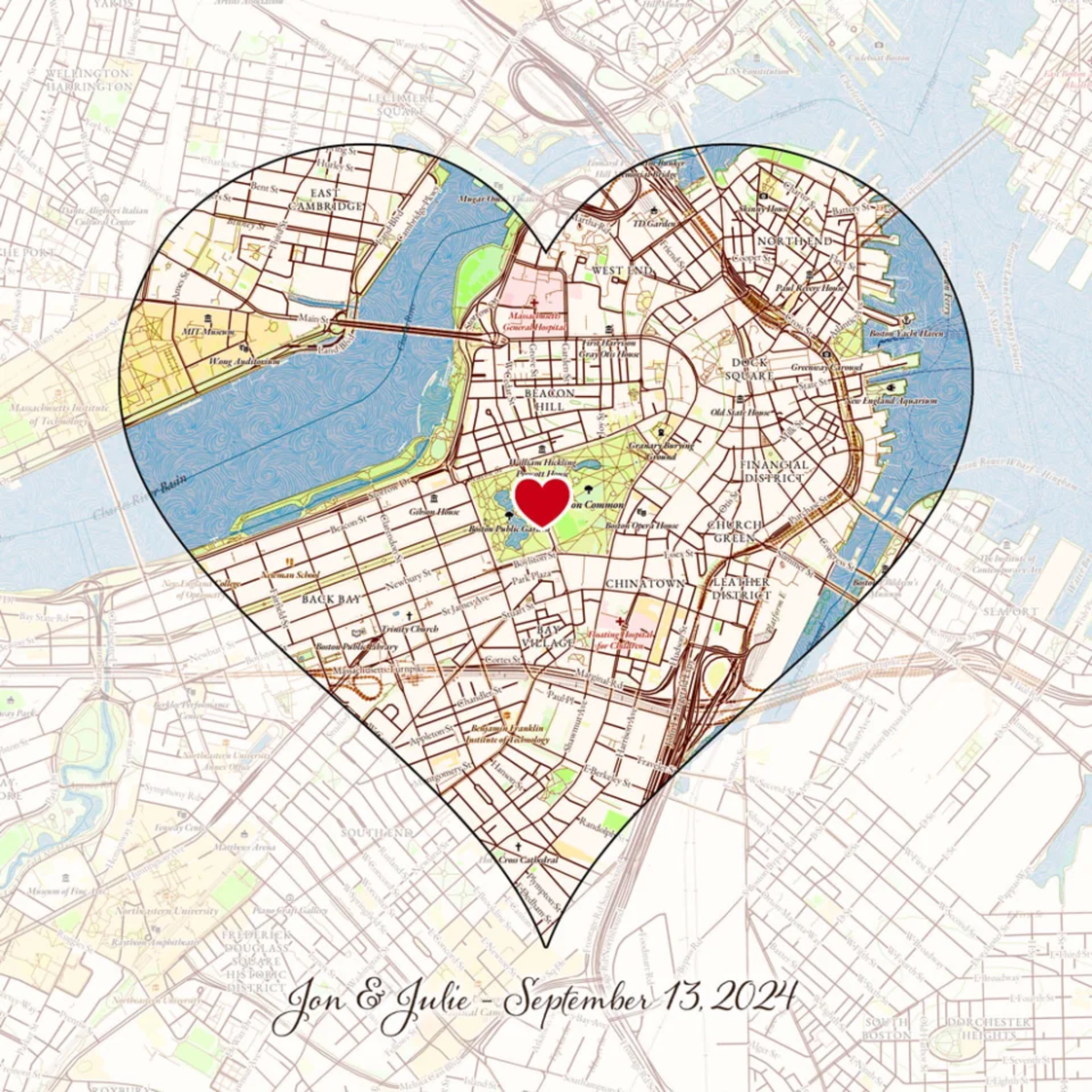Custom Heart Map Custom Map Gifts | Personalized Maps for Meaningful Places – Coastal Gifts
