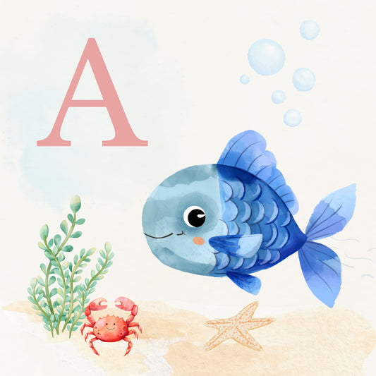 Tropical Fish Coastal Alphabet Printable Art - Pink